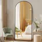 DUMOS 64"x21" Arched Full Length Mirror - Modern Aluminum Frame Floor Mirror