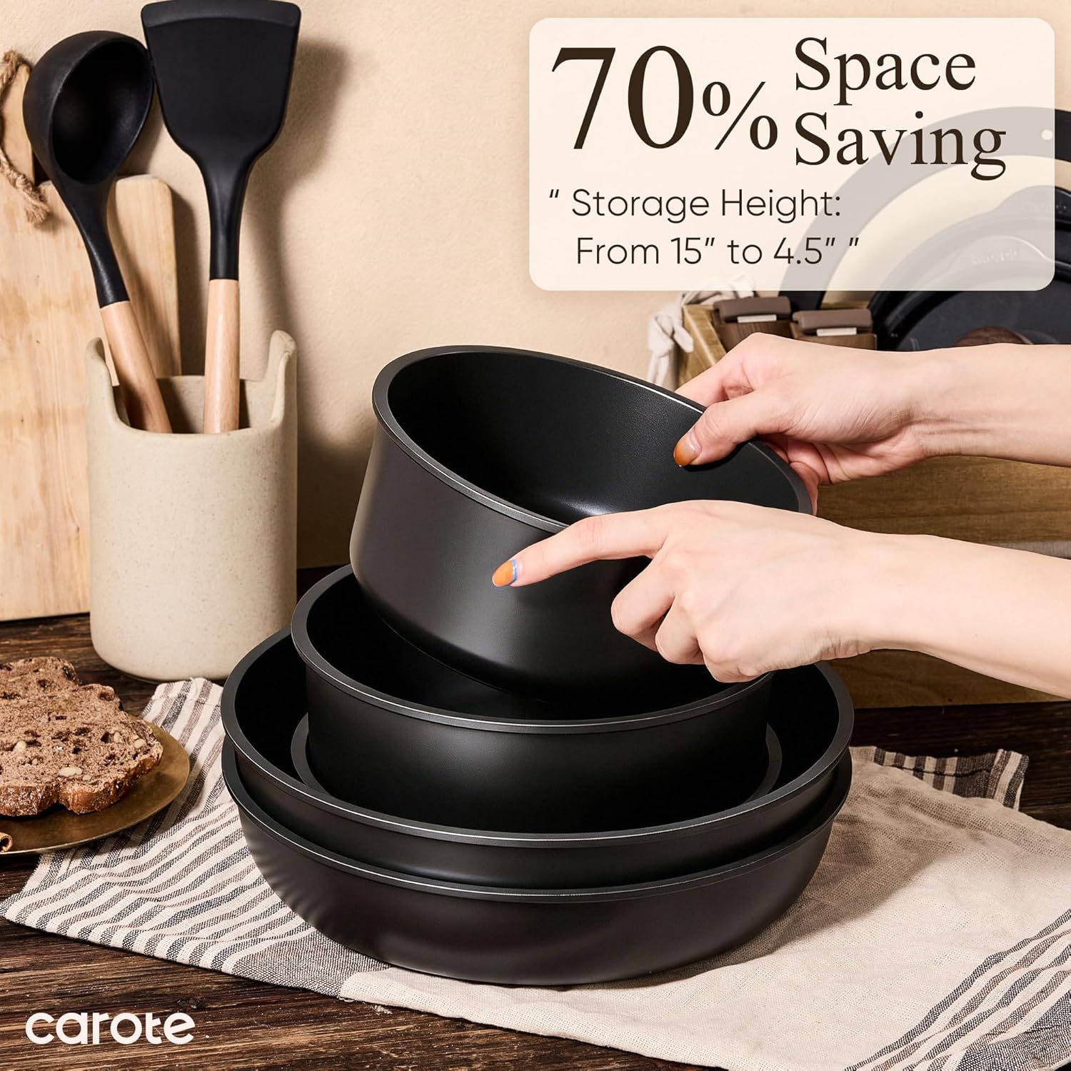 Nonstick Induction Cookware Set - 11-Piece Detachable Set