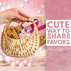 Small Wicker Flower Girl Baskets (Set of 2) - Mini Rattan Baskets with Handles & Liner