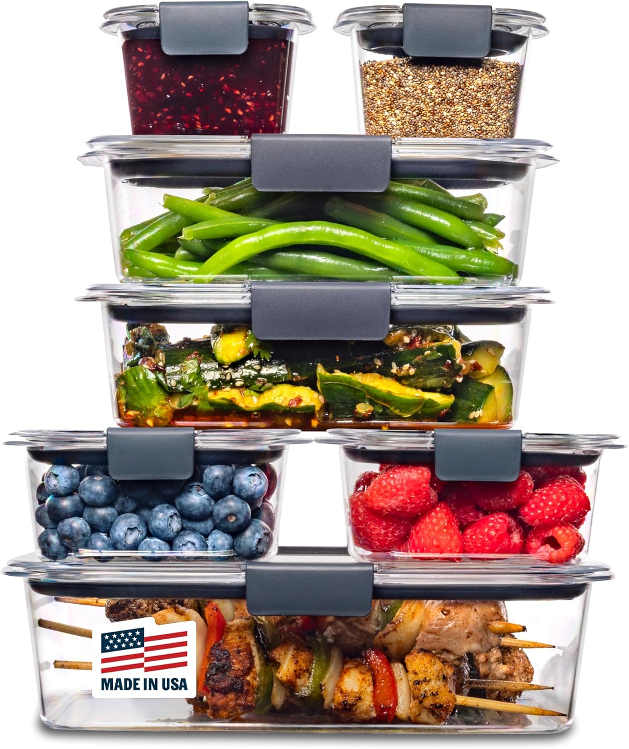 Food Storage Set - BPA Free Stackable Airtight Kitchen Containers