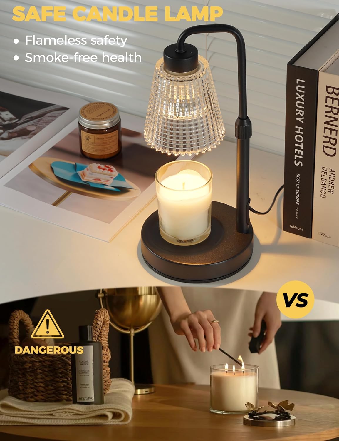 Candle Warmer Lamp with Timer & Dimmer -  Aesthetic Home Decor Gift with 2 Bulbs