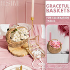Small Wicker Flower Girl Baskets (Set of 2) - Mini Rattan Baskets with Handles & Liner