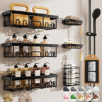 Pack of 5 Adhesive Shower Caddy Organizer - Rustproof Stainless Steel Bathroom Storage Shelves