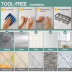 Pack of 5 Adhesive Shower Caddy Organizer - Rustproof Stainless Steel Bathroom Storage Shelves