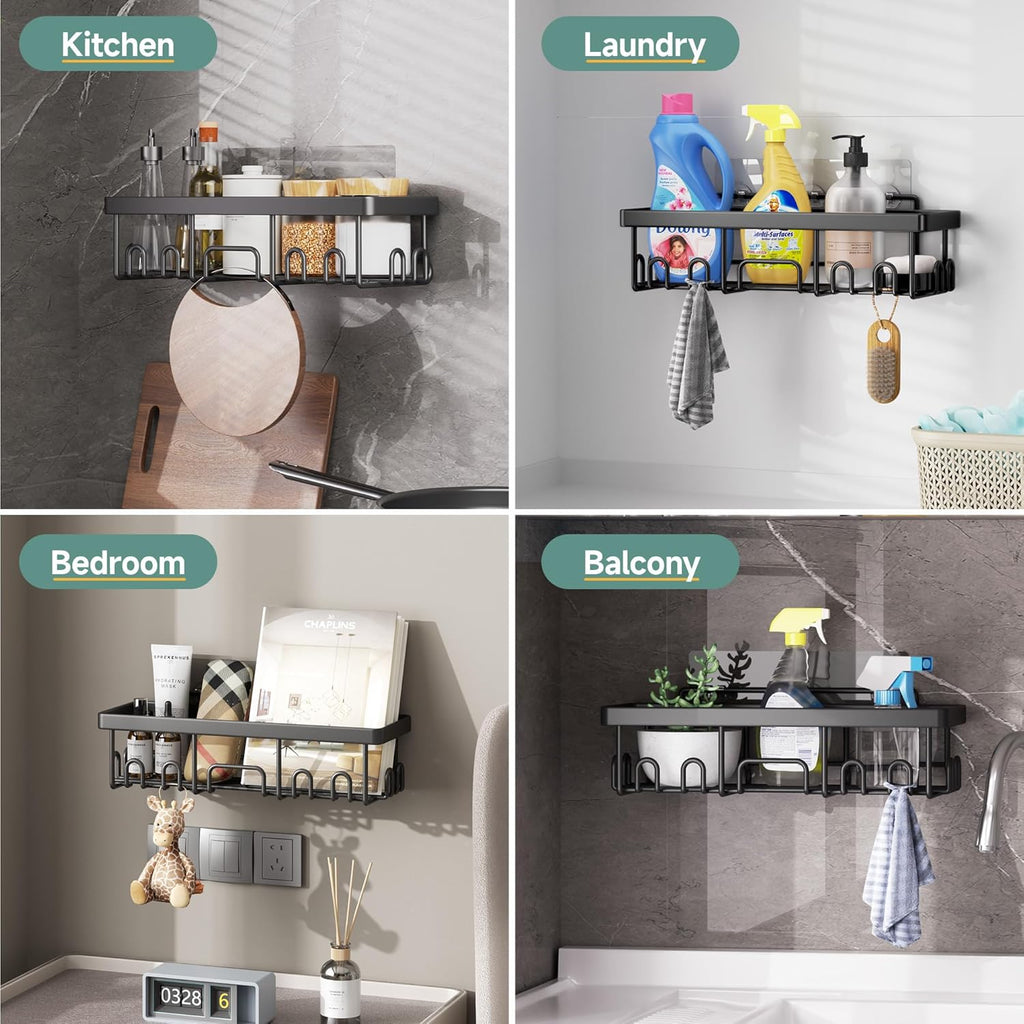 Pack of 5 Adhesive Shower Caddy Organizer - Rustproof Stainless Steel Bathroom Storage Shelves