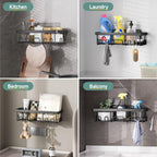 Pack of 5 Adhesive Shower Caddy Organizer - Rustproof Stainless Steel Bathroom Storage Shelves