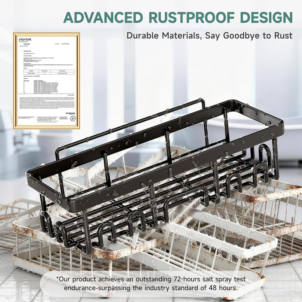 Pack of 5 Adhesive Shower Caddy Organizer - Rustproof Stainless Steel Bathroom Storage Shelves
