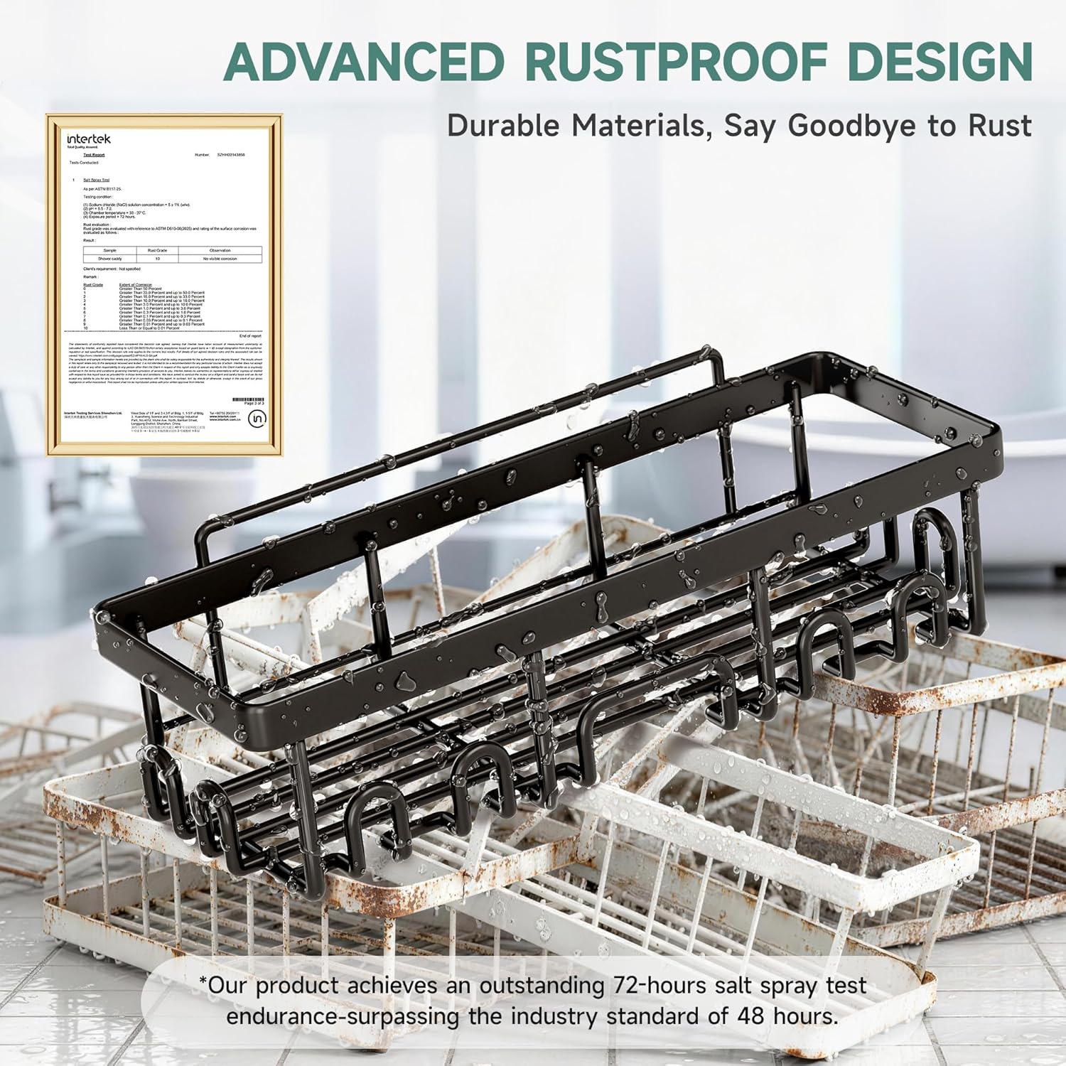 Pack of 5 Adhesive Shower Caddy Organizer - Rustproof Stainless Steel Bathroom Storage Shelves