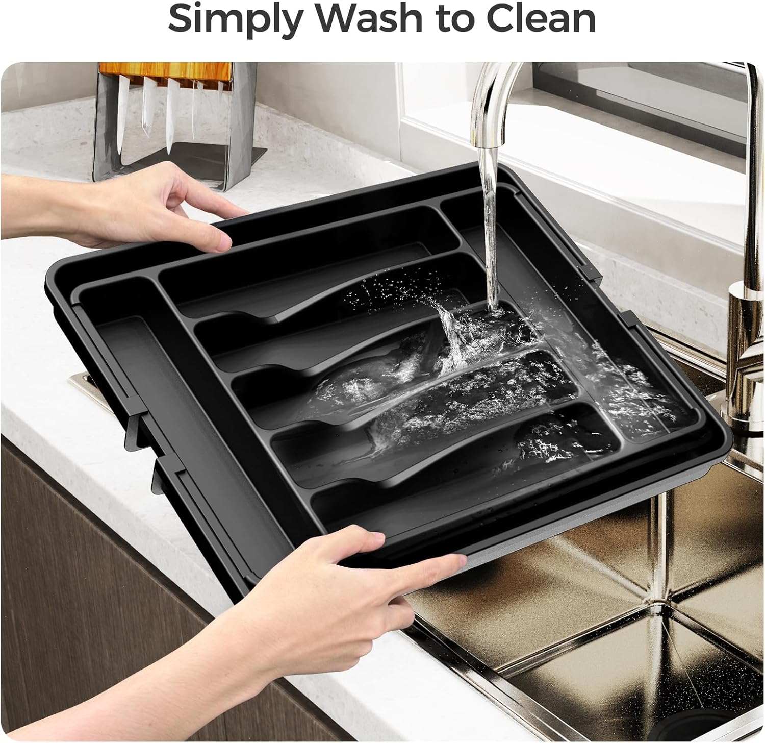 Expandable Silverware Drawer Organizer - BPA-Free Kitchen Utensil Holder