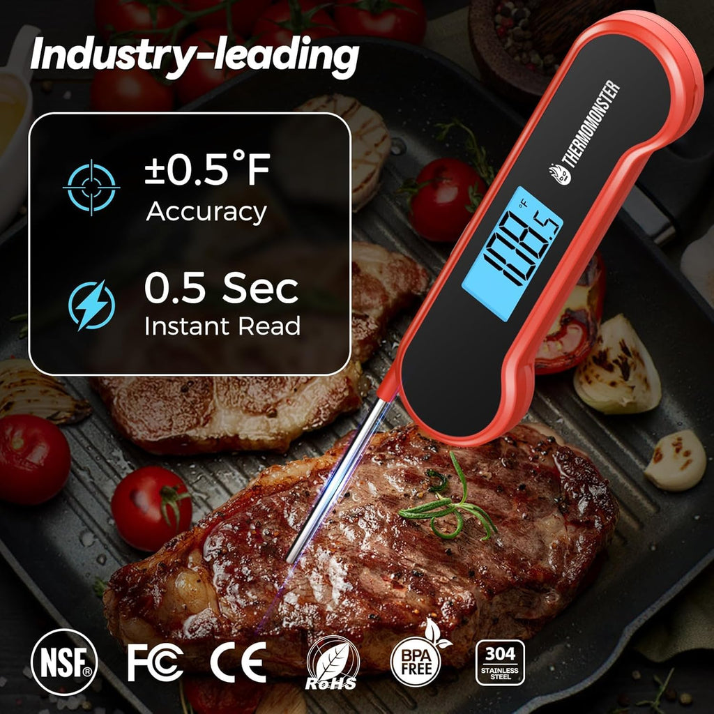 Instant Read Digital Meat Thermometer - 0.5s Precision Food Thermometer