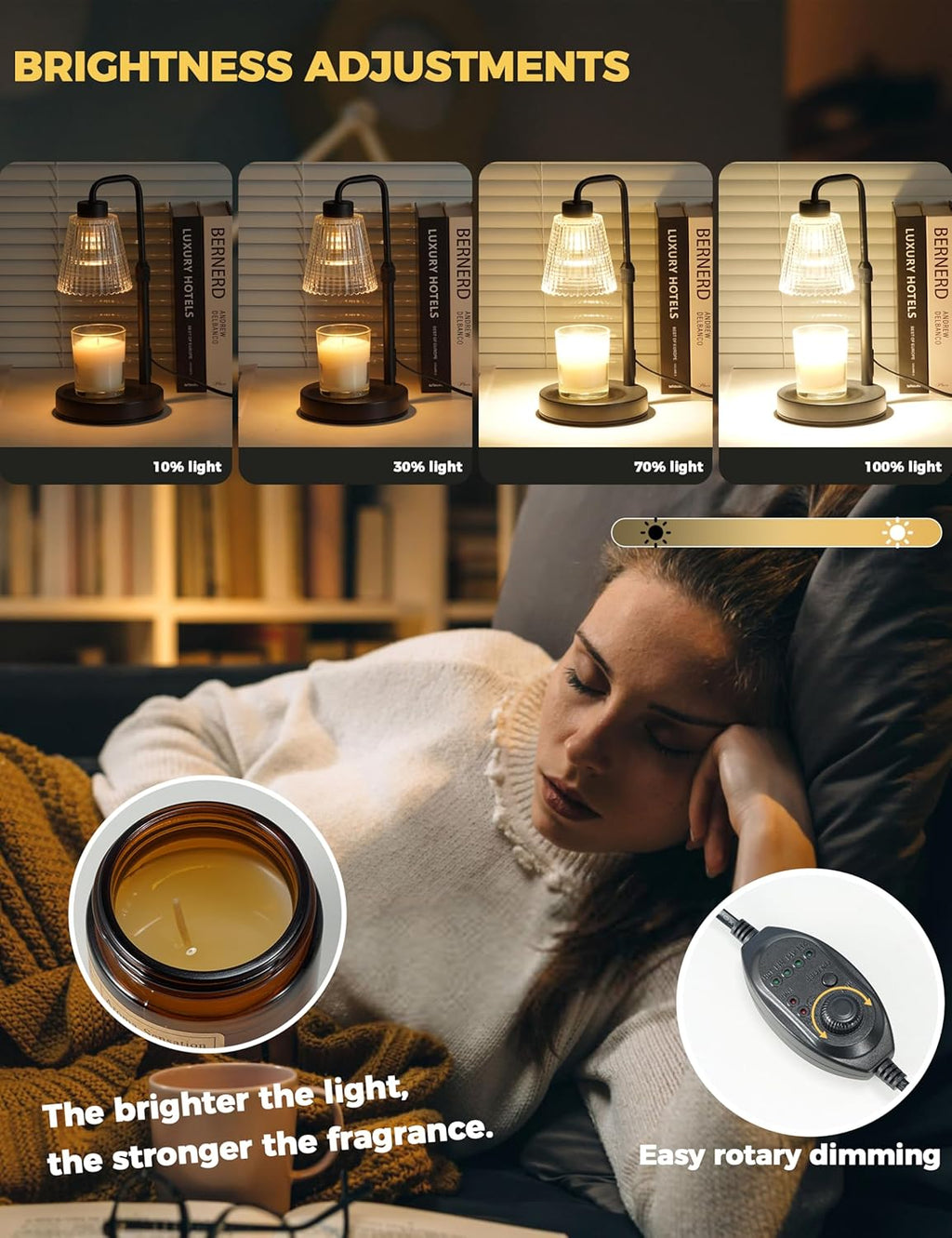 Candle Warmer Lamp with Timer & Dimmer -  Aesthetic Home Decor Gift with 2 Bulbs