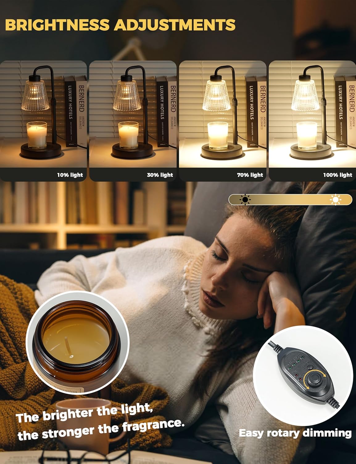 Candle Warmer Lamp with Timer & Dimmer -  Aesthetic Home Decor Gift with 2 Bulbs