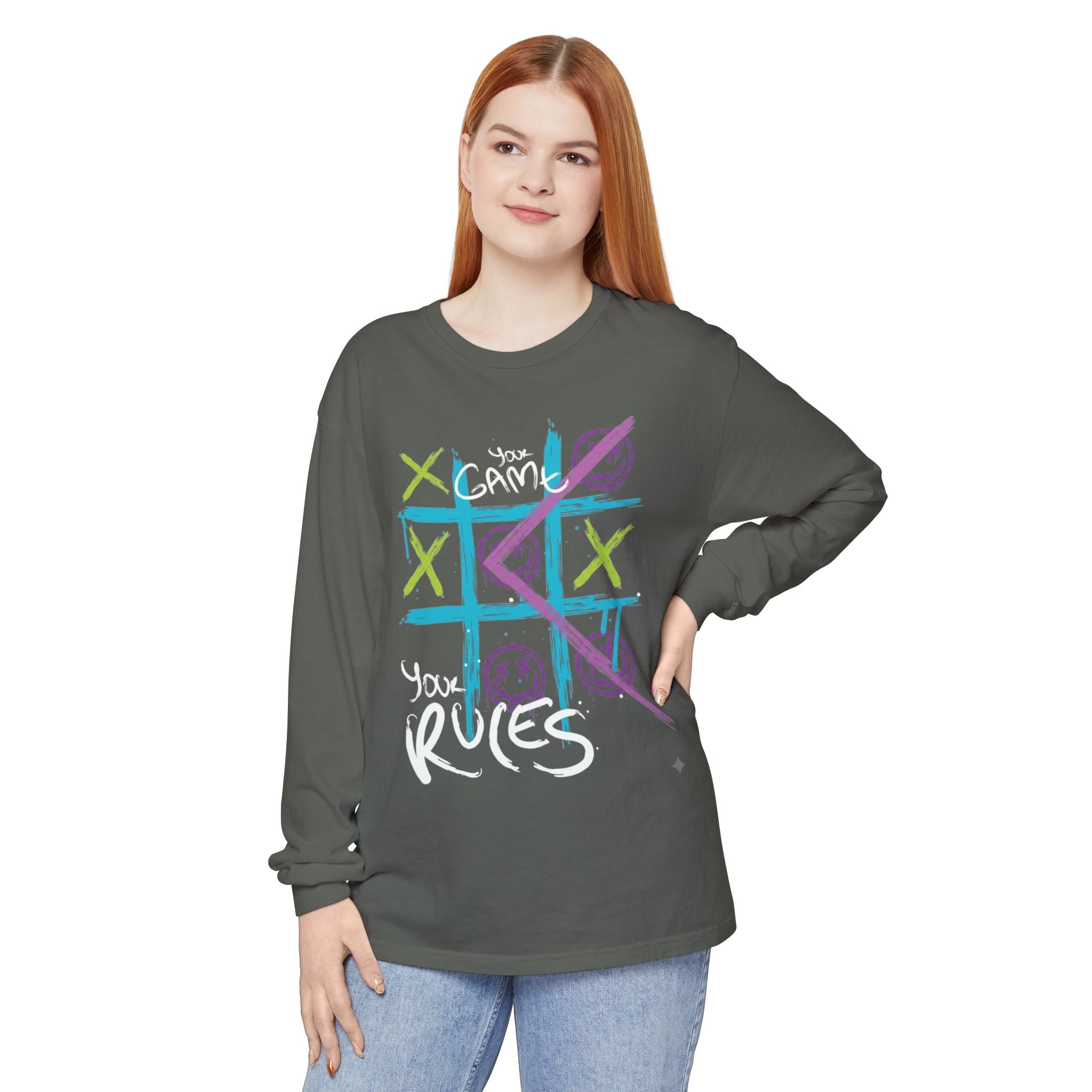Game Over Graphic Sweatshirt for Women – Trendy Streetwear Casual Long Sleeve Shirt