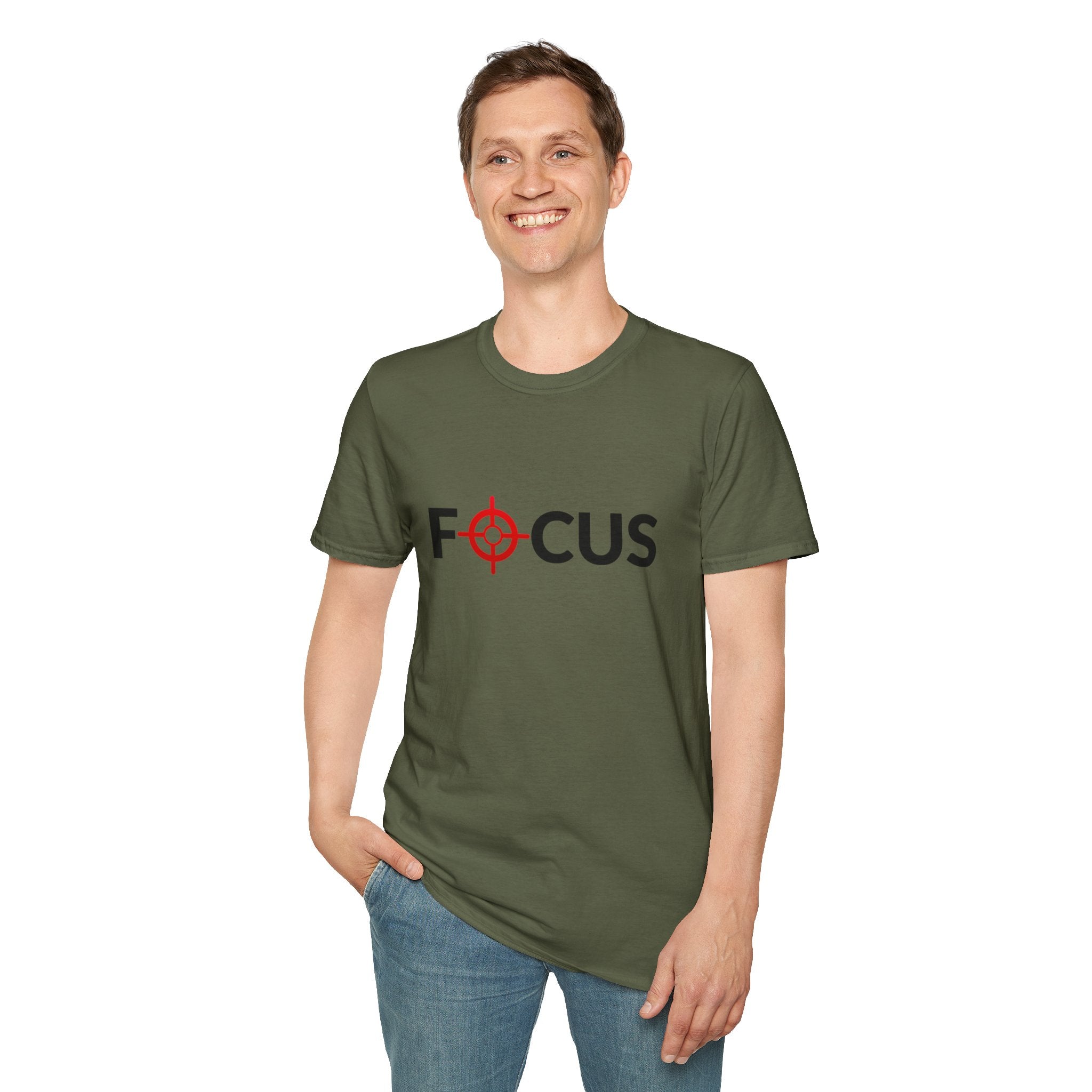 Focus Target Graphic T-Shirt - FOCUS with Red Crosshair Motivational Tee