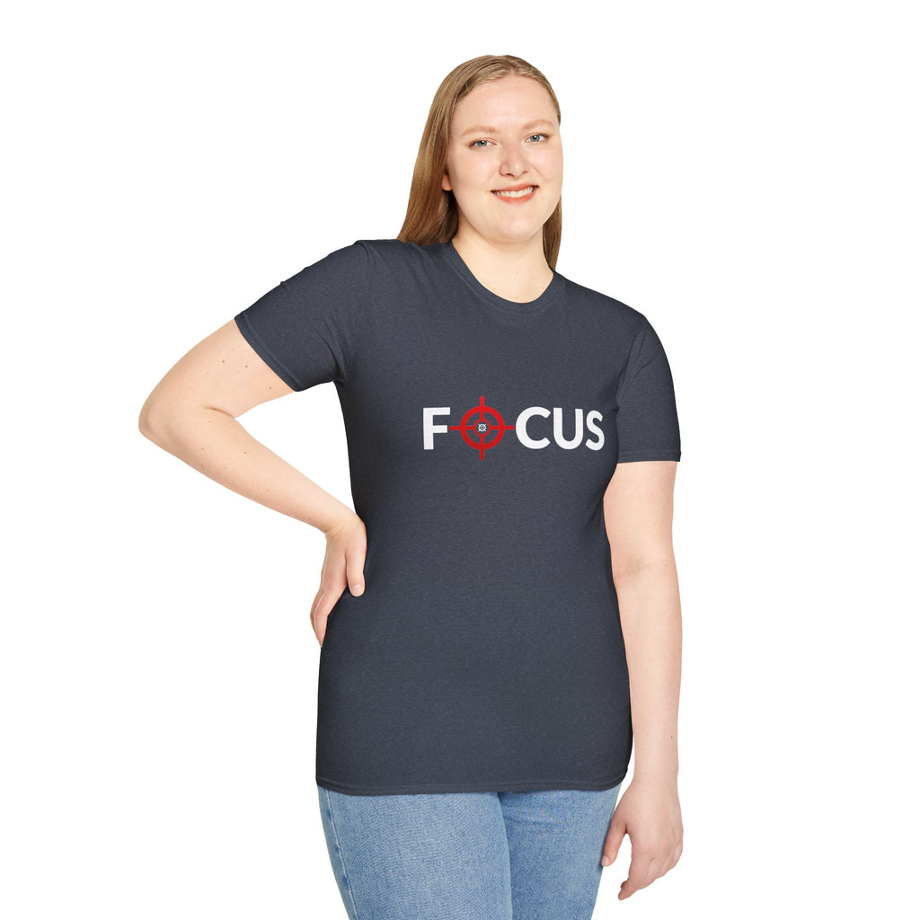 Focus Target Graphic T-Shirt - FOCUS with Red Crosshair Motivational Tee