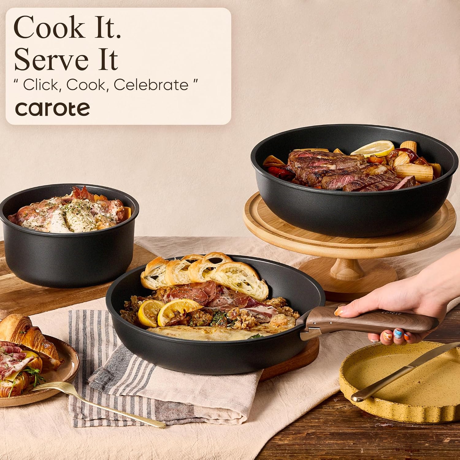 Nonstick Induction Cookware Set - 11-Piece Detachable Set