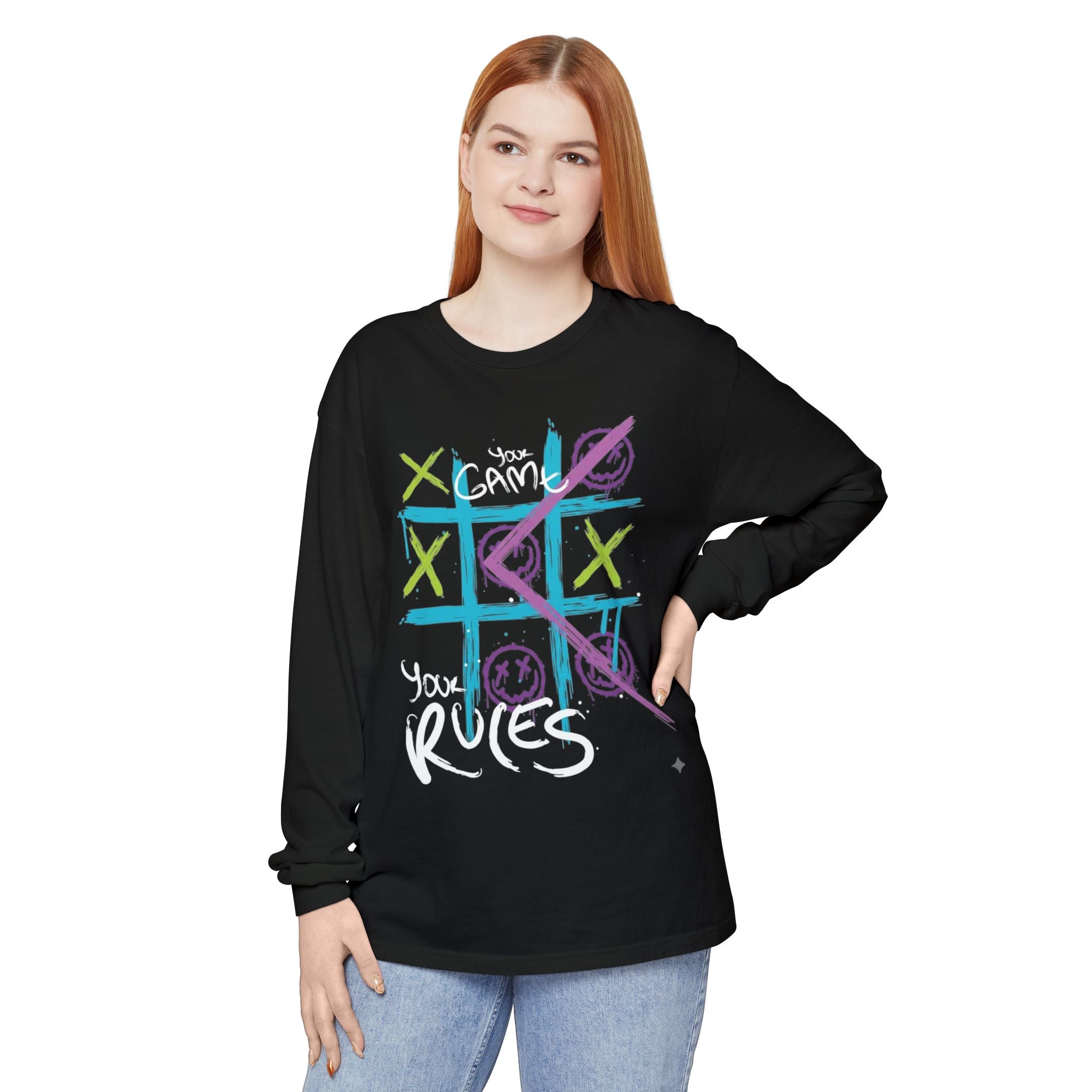 Game Over Graphic Sweatshirt for Women – Trendy Streetwear Casual Long Sleeve Shirt