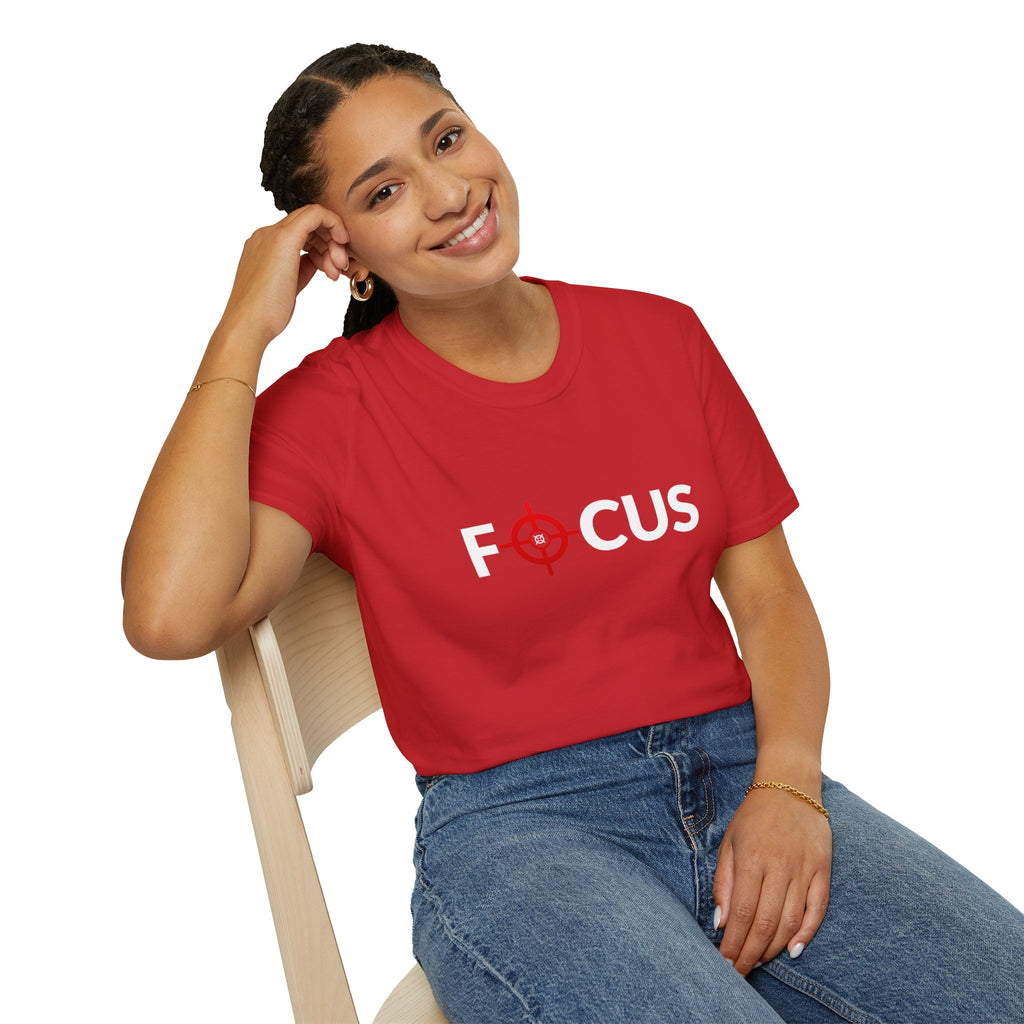 Focus Target Graphic T-Shirt - FOCUS with Red Crosshair Motivational Tee