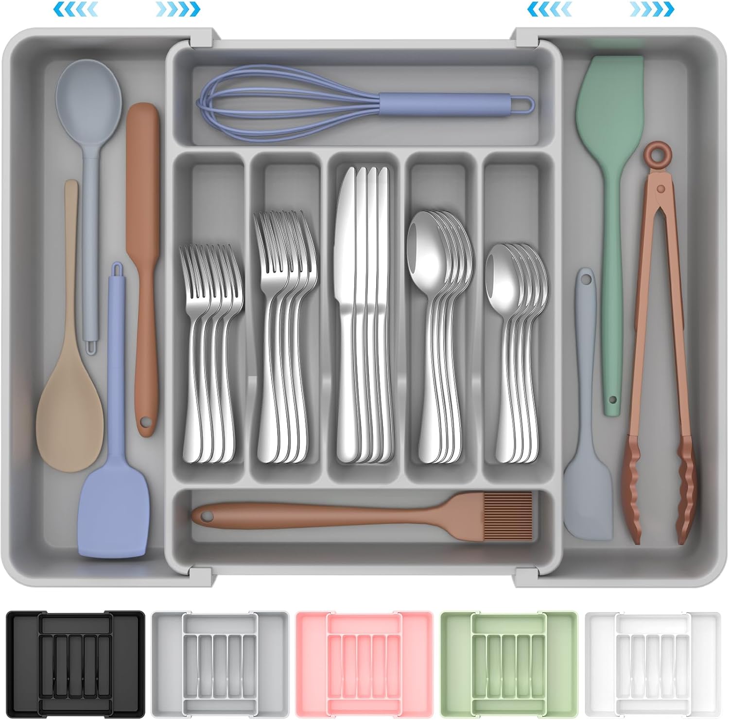 Expandable Silverware Drawer Organizer - BPA-Free Kitchen Utensil Holder