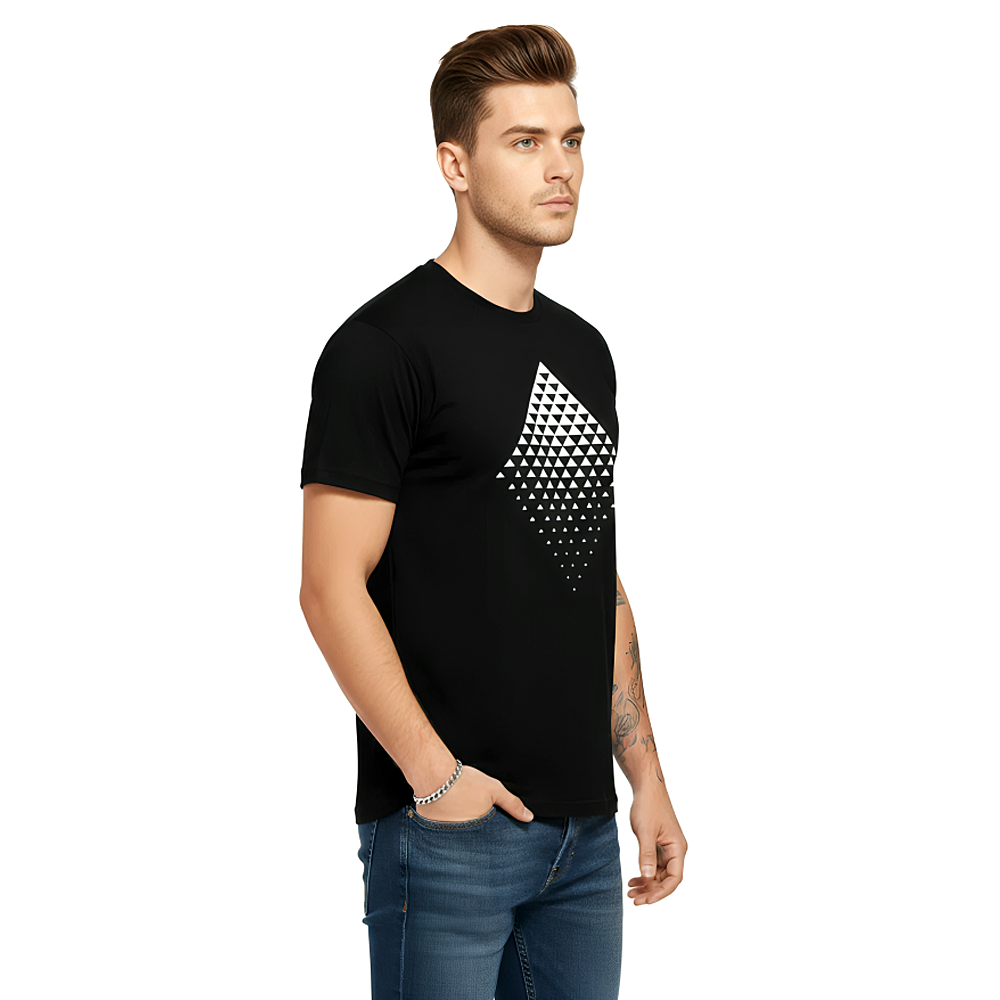 Modern Geometric Prism Gradient Art Short Sleeve Cotton Top Crewneck Casual Tee