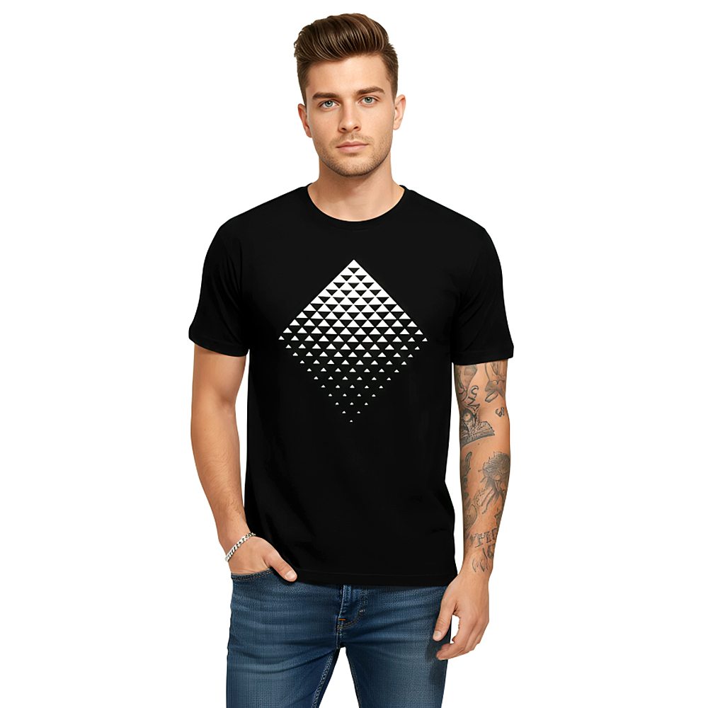 Modern Geometric Prism Gradient Art Short Sleeve Cotton Top Crewneck Casual Tee