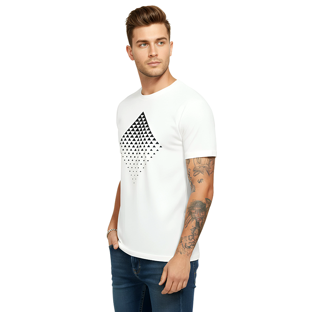 Modern Geometric Prism Gradient Art Short Sleeve Cotton Top Crewneck Casual Tee