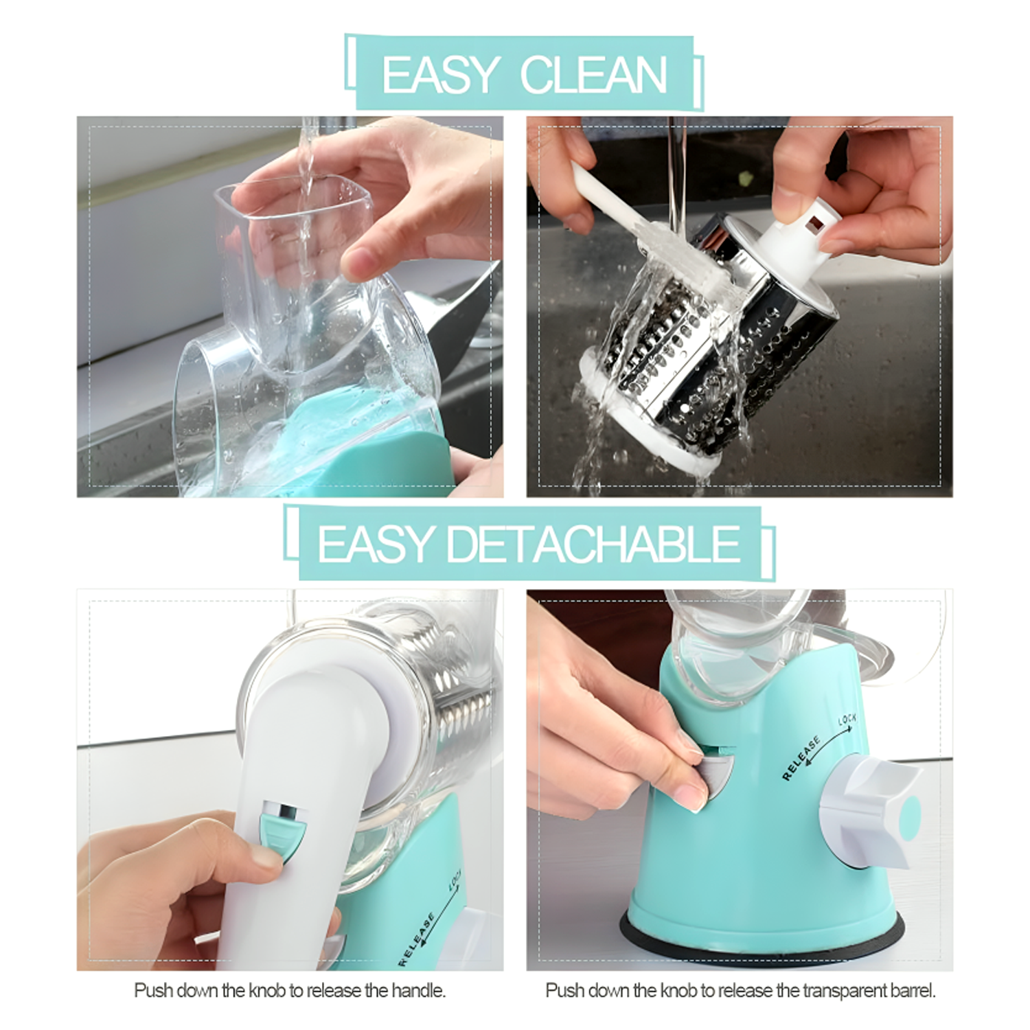 Rotary Cheese Grater & Vegetable Slicer with Strong Suction Base