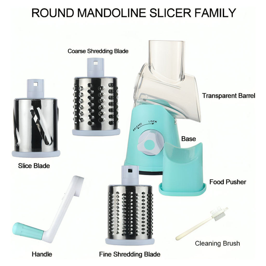 Rotary Cheese Grater & Vegetable Slicer with Strong Suction Base