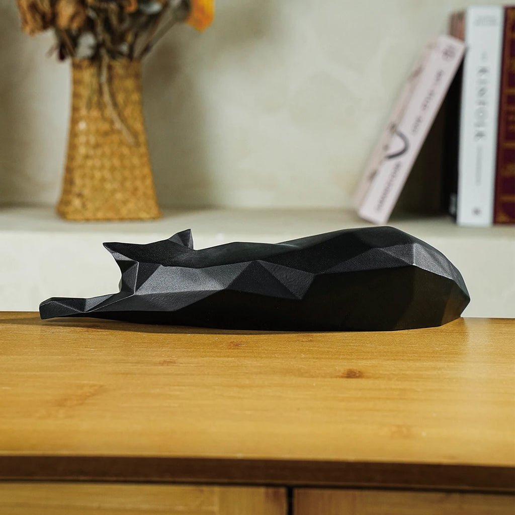 Geometric Cat Statue - Modern Minimalist Room Decor Figurine