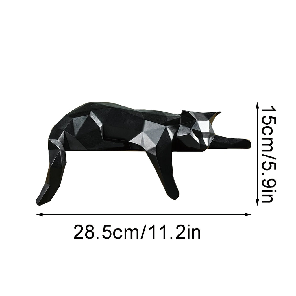 Geometric Cat Statue - Modern Minimalist Room Decor Figurine