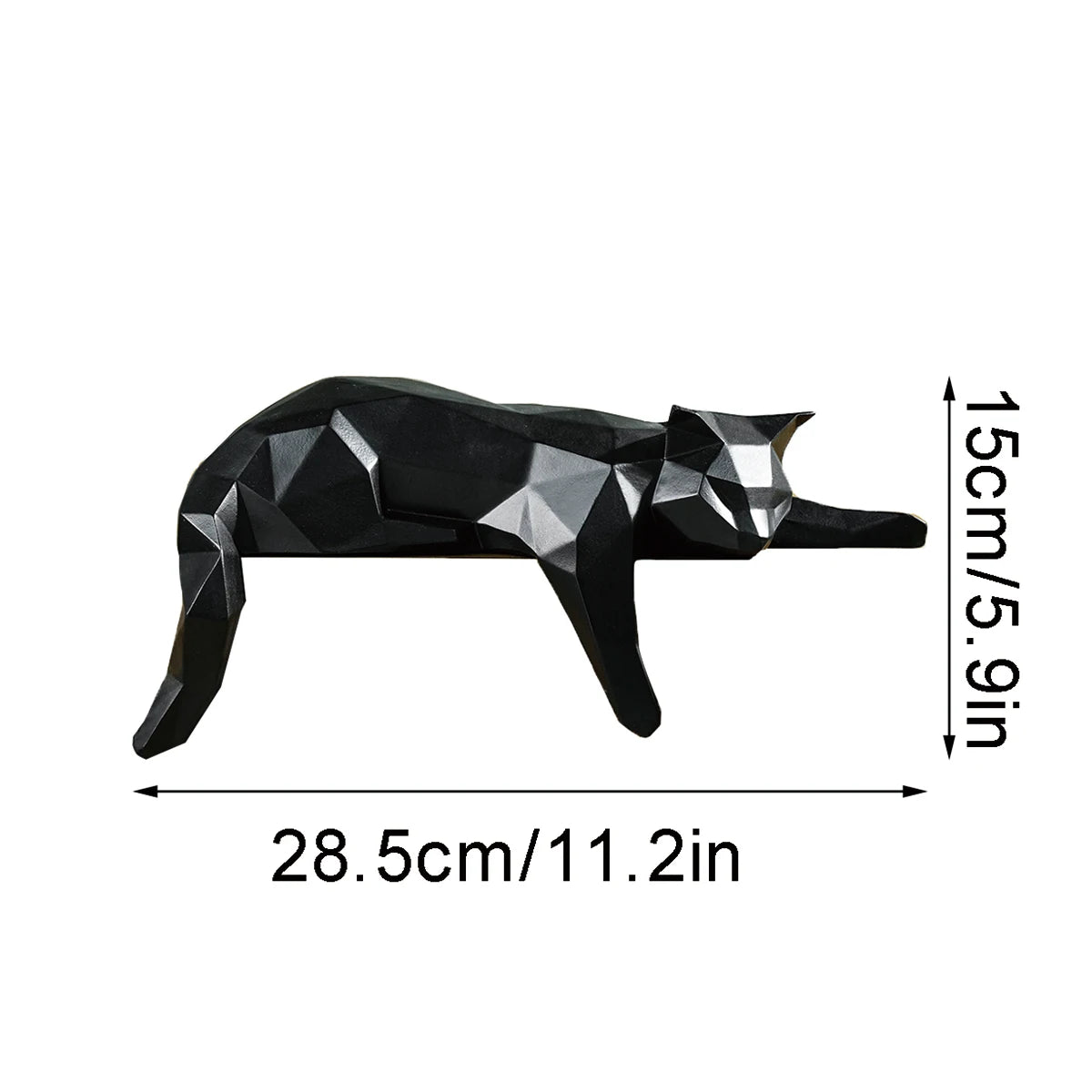 Geometric Cat Statue - Modern Minimalist Room Decor Figurine