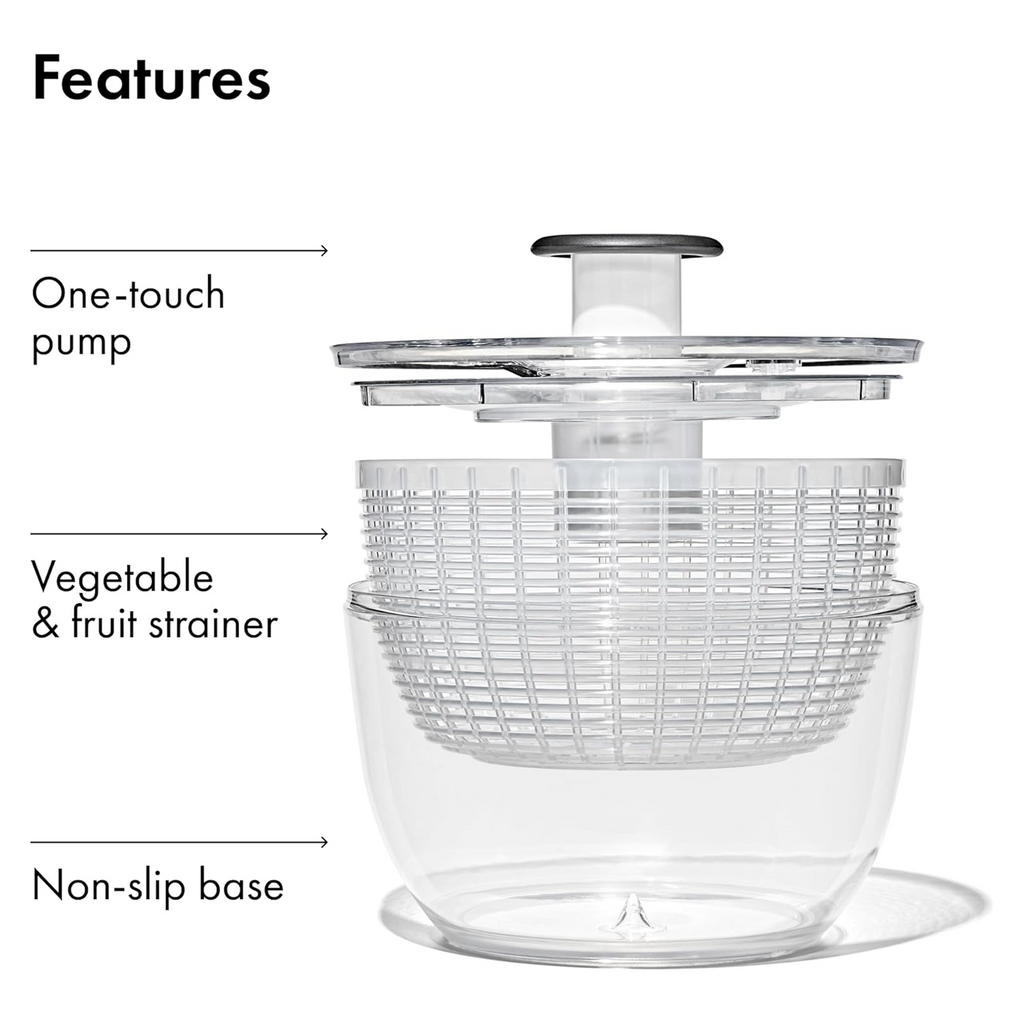 Salad Spinner with Patented Pump Mechanism & Brake - 6.22 Qt