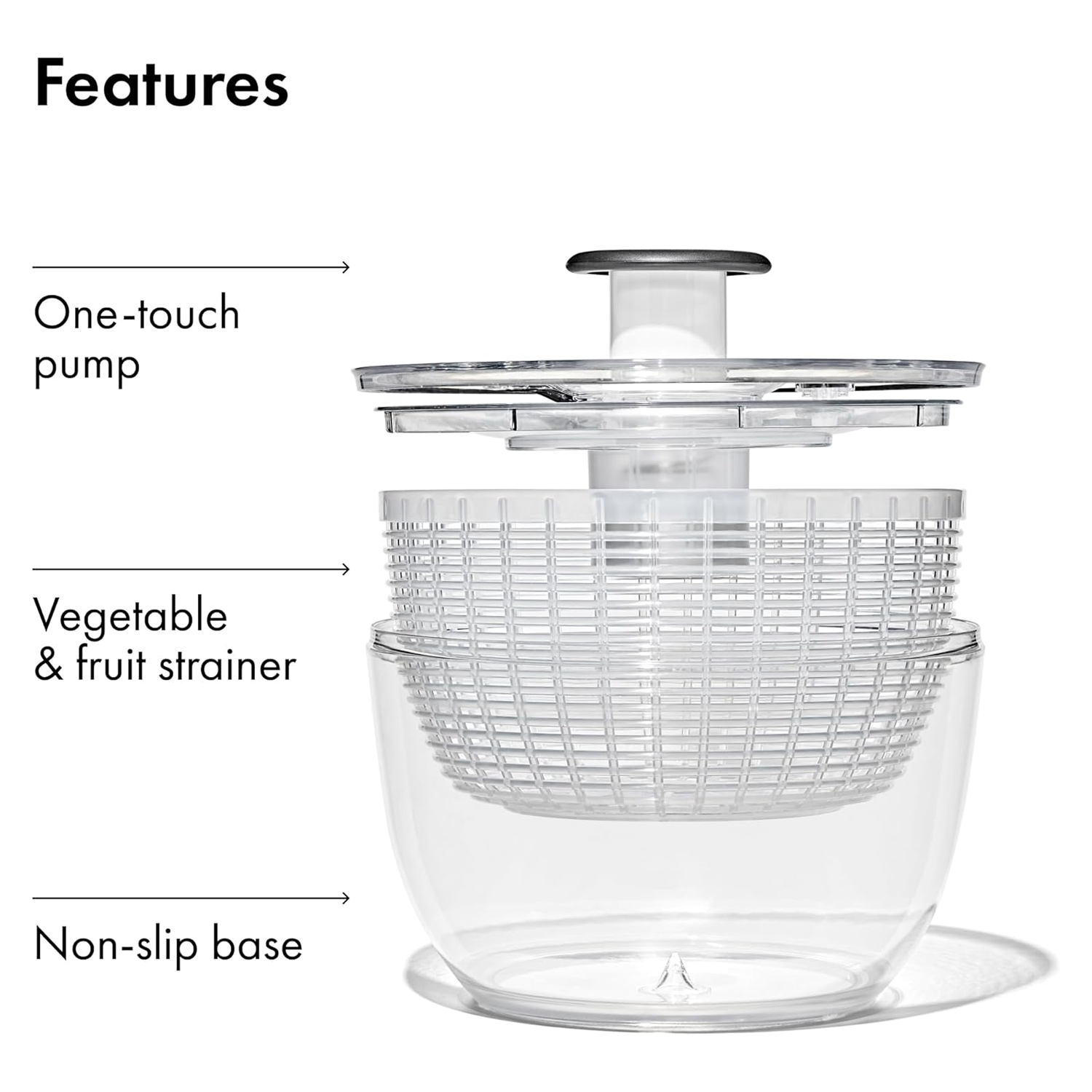 Salad Spinner with Patented Pump Mechanism & Brake - 6.22 Qt