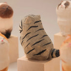Handcrafted Wood Carving Kitten Statue - Cute Cat Desk Accessory & Figurine