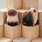Handcrafted Wood Carving Kitten Statue - Cute Cat Desk Accessory & Figurine