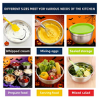 Multi-Size Stainless Steel Bowl Set - Airtight Food Storage & Mixing Solutions