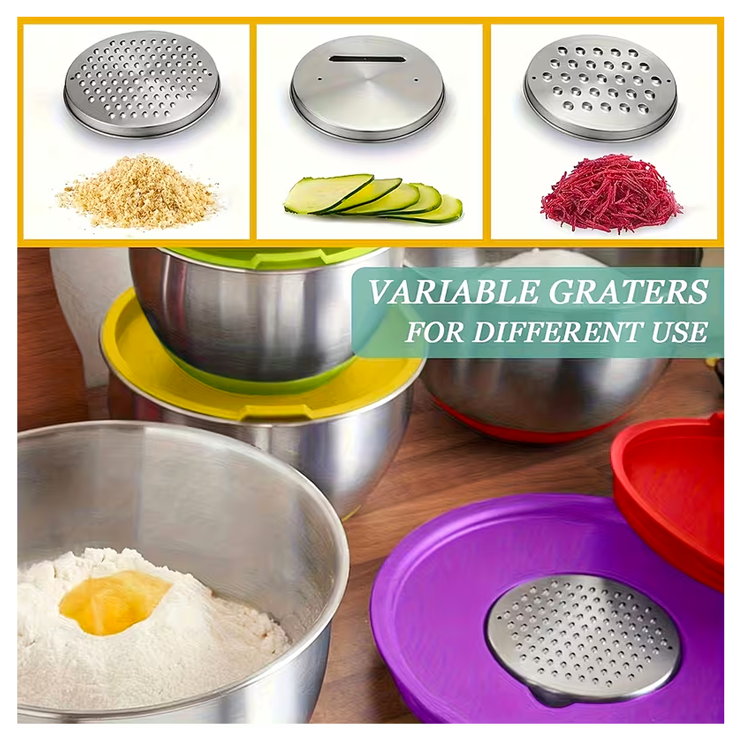 Multi-Size Stainless Steel Bowl Set - Airtight Food Storage & Mixing Solutions