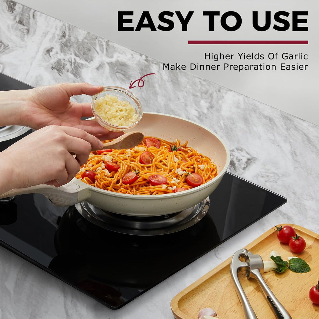 Professional Heavy Duty Garlic Press - Rust Proof Imperial Silver Mincer & Ginger Crusher