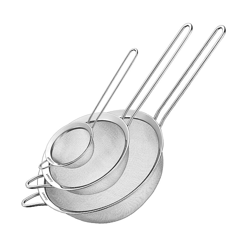 Set of 3 Fine Mesh Stainless Steel Strainers - Durable & Versatile