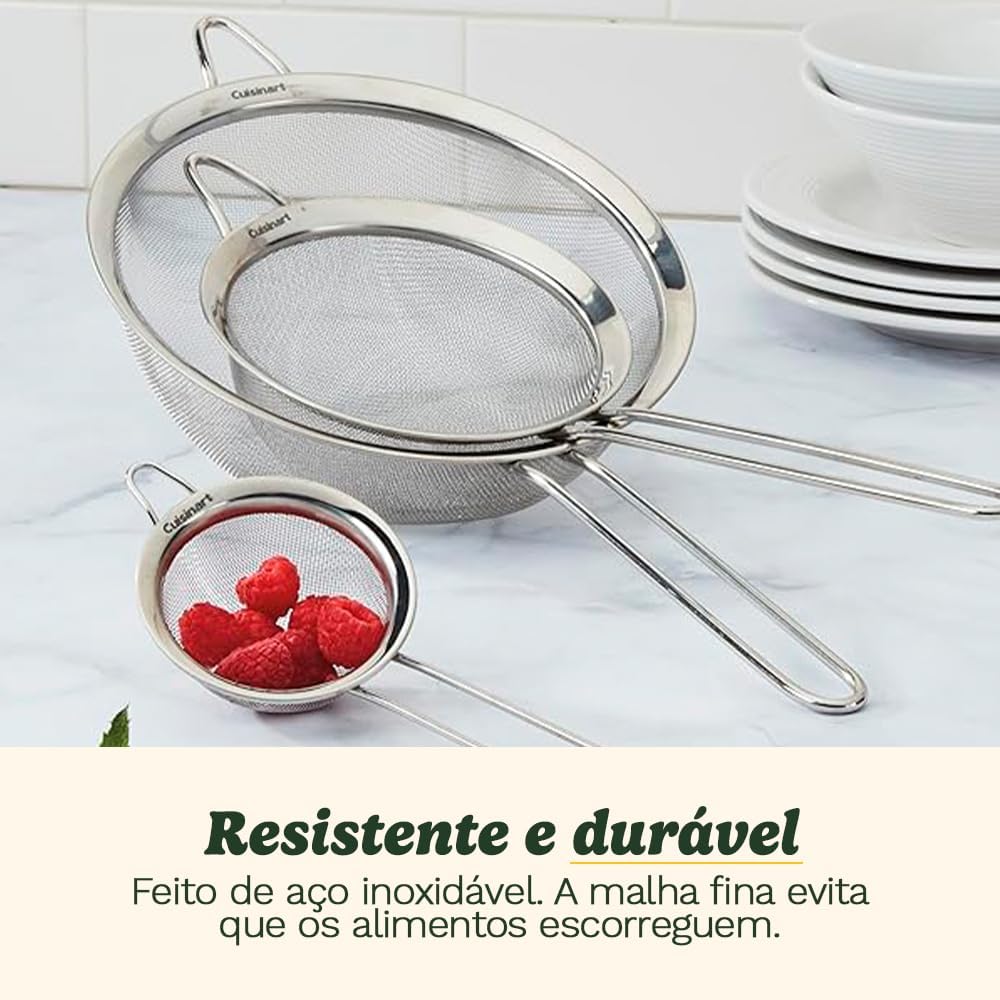 Set of 3 Fine Mesh Stainless Steel Strainers - Durable & Versatile