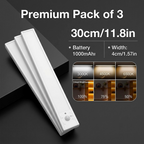 Pack of 3 LED Motion Sensor Under Cabinet Lights - Intelligent Magnetic Wardrobe Lights