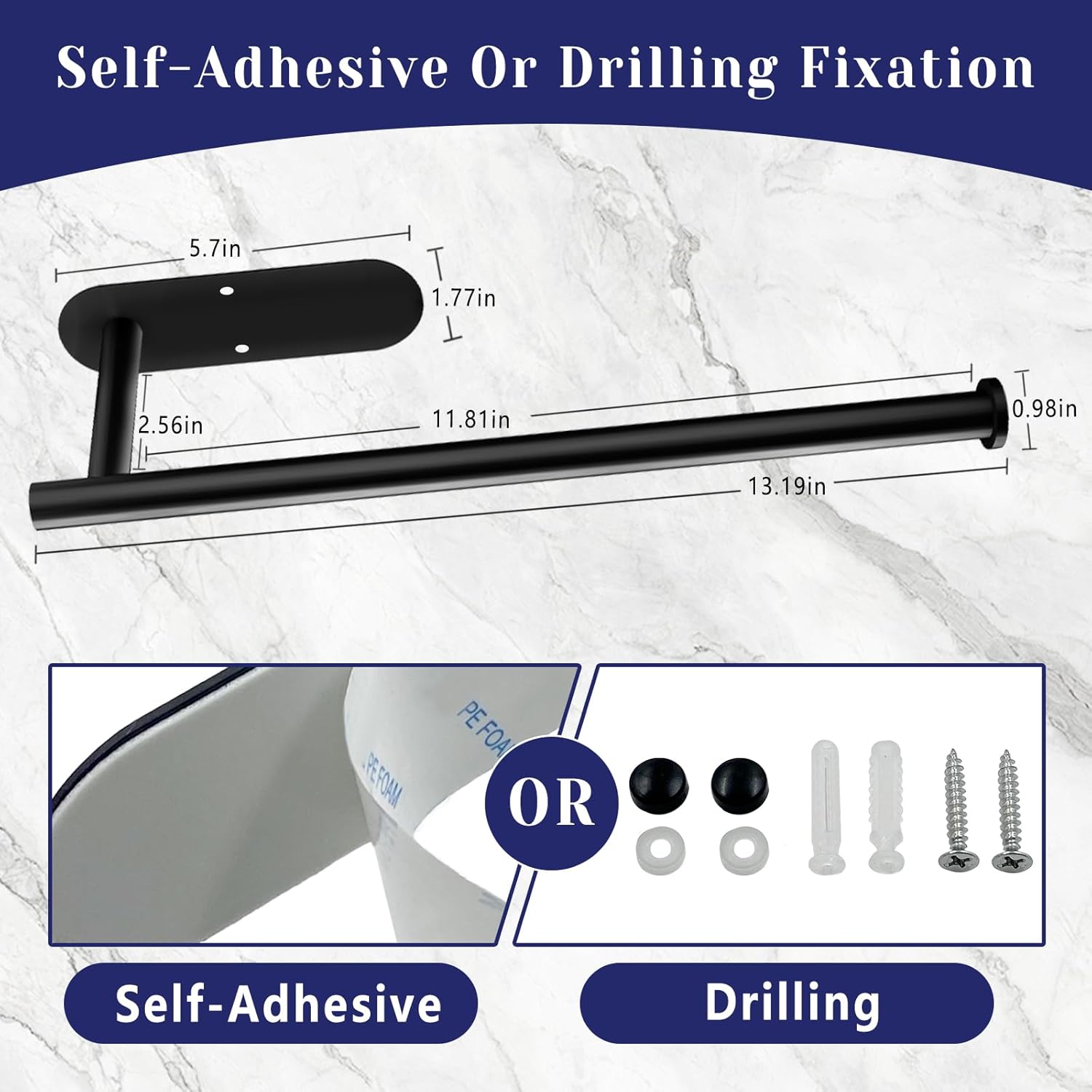 Stainless Steel Paper Towel Rack - Self-Adhesive & Wall Mounted Holder