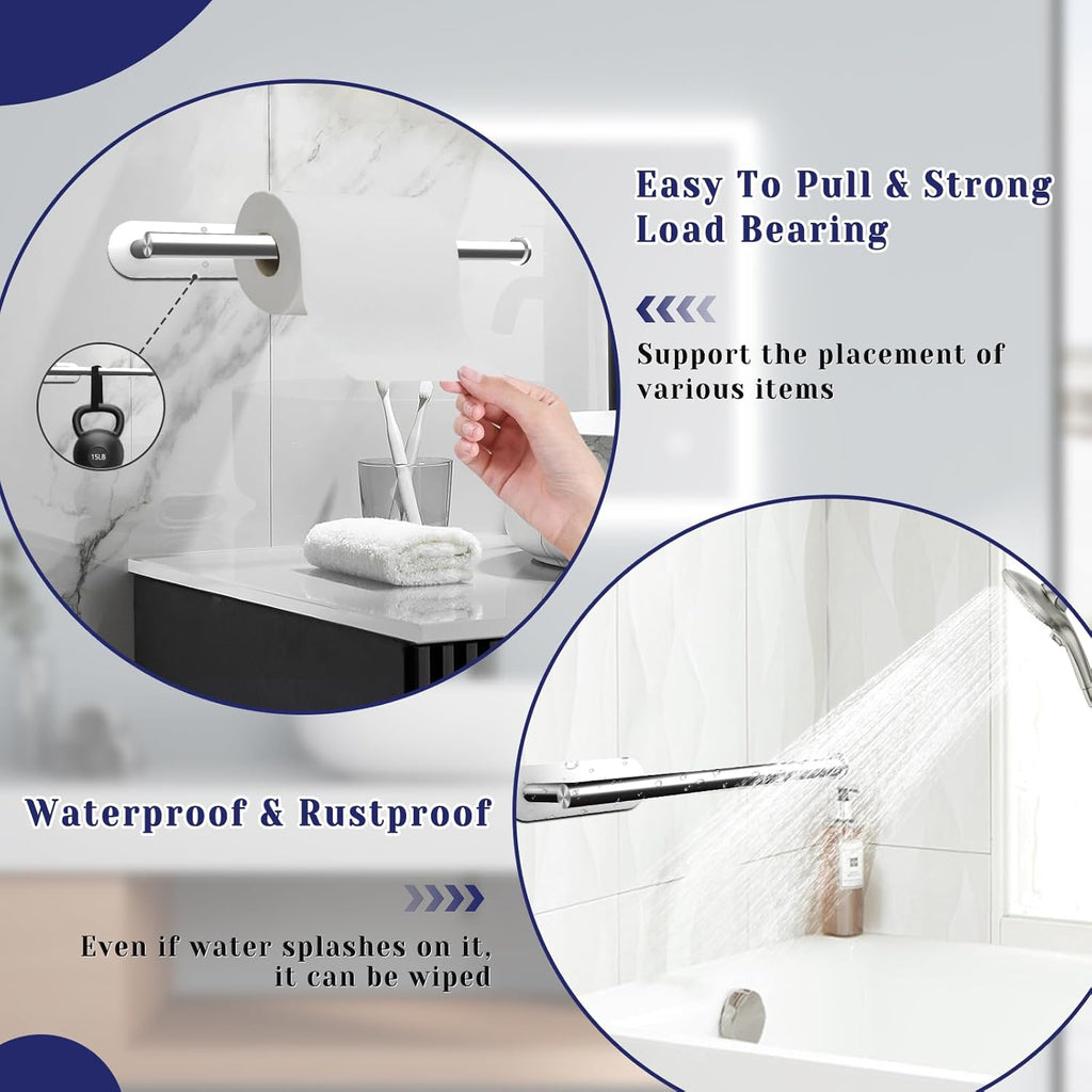 Stainless Steel Paper Towel Rack - Self-Adhesive & Wall Mounted Holder