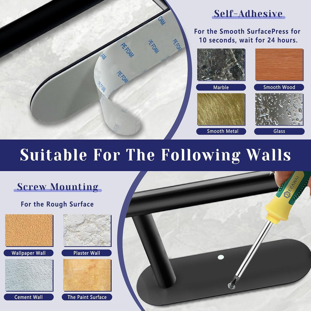 Stainless Steel Paper Towel Rack - Self-Adhesive & Wall Mounted Holder