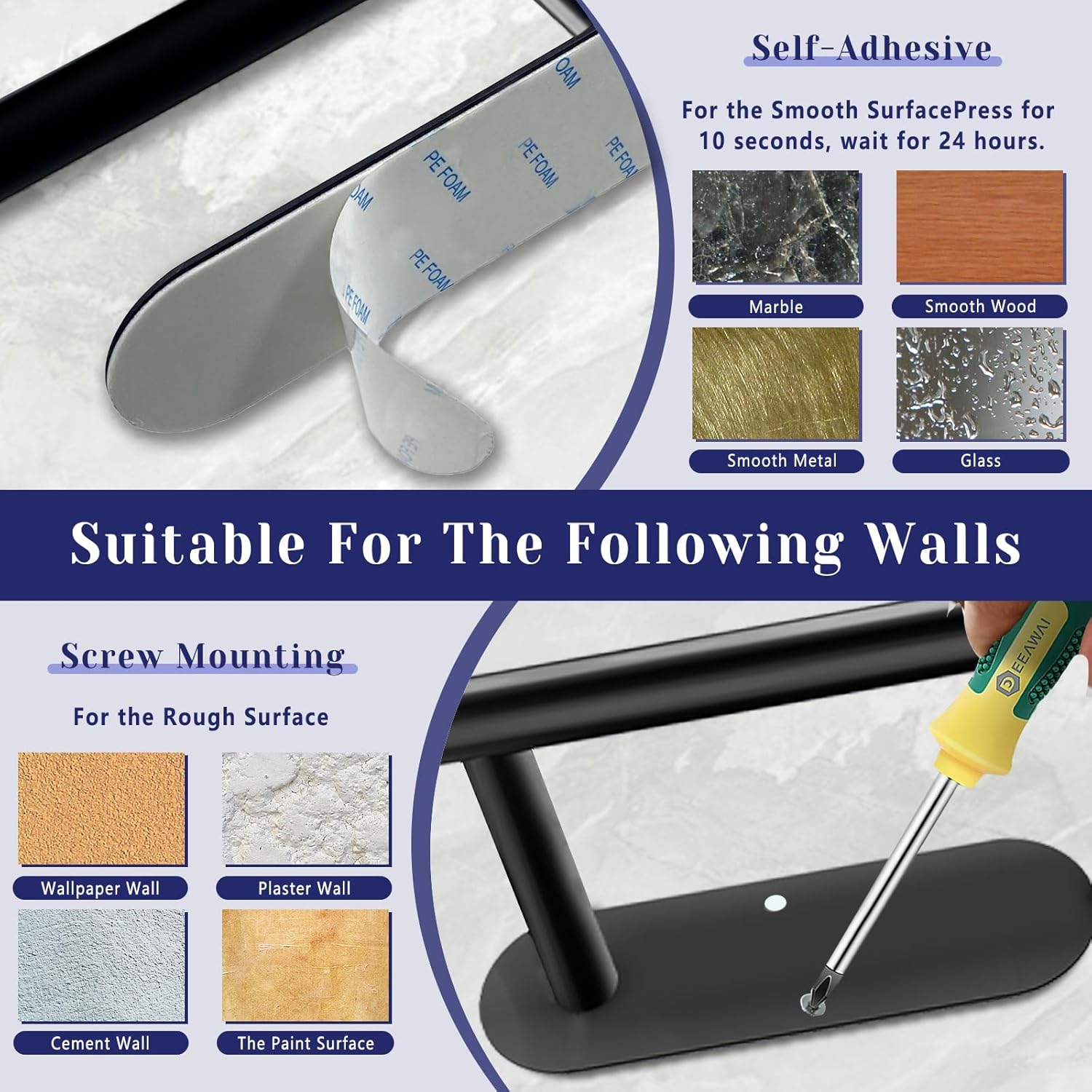 Stainless Steel Paper Towel Rack - Self-Adhesive & Wall Mounted Holder