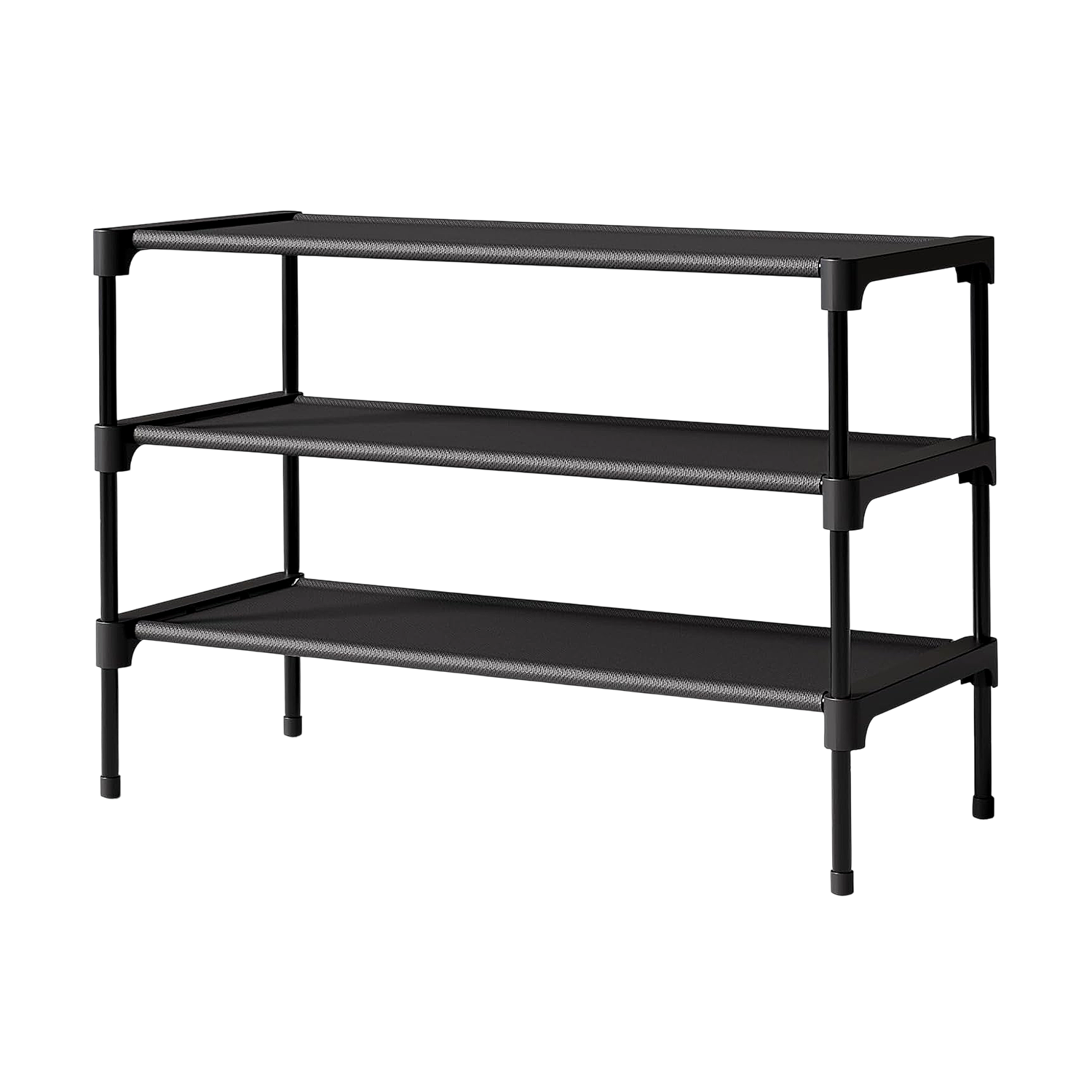 8-Tier Black Shoe Rack - Heavy Duty Metal & Plastic Shoe Tower