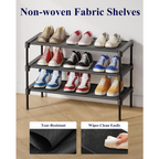 8-Tier Black Shoe Rack - Heavy Duty Metal & Plastic Shoe Tower