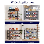 8-Tier Black Shoe Rack - Heavy Duty Metal & Plastic Shoe Tower